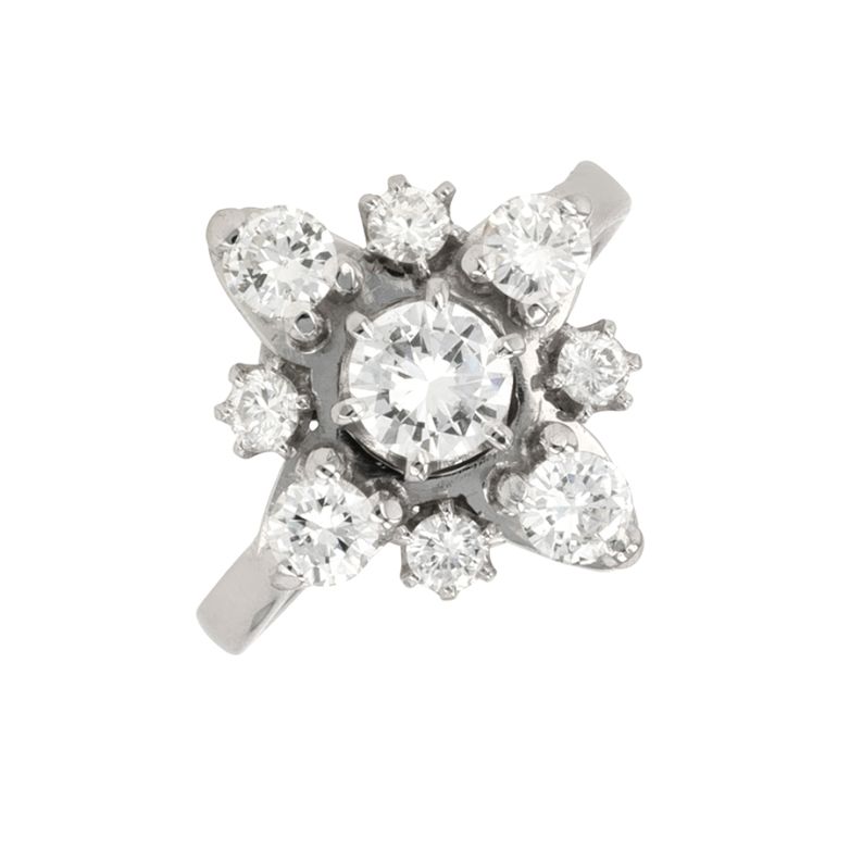 Bague vintage diamants 1.35 carat or blanc et platine 5.78g Comme neuf -  reconditionné disponible sur Gemme Les Bijoux